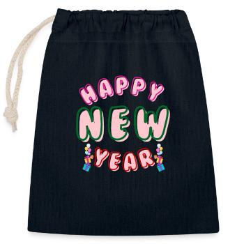 Happy New Year - Verschließbarer Geschenkbeutel aus Baumwolle (25x30cm) - Navy - Vorne