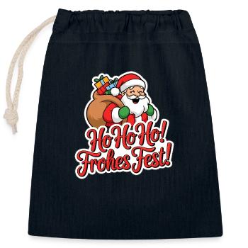 Santa Claus – Ho Ho Ho! Merry Christmas - Closable cotton gift bag (25x30cm) - navy - Front