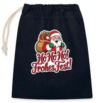 Weihnachtsmann – Ho Ho Ho! Frohes Fest - Verschließbarer Geschenkbeutel aus Baumwolle (25x30cm) - Navy - Vorne