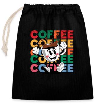 Coffee - For Coffee Lovers - Closable cotton gift bag (25x30cm) - black - Front