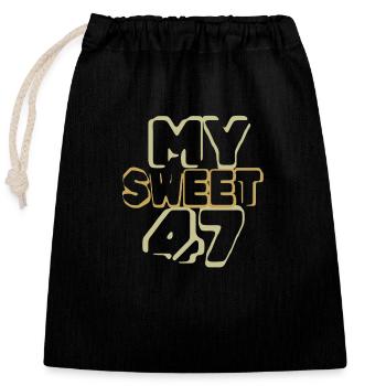 Age 47 - Closable cotton gift bag (25x30cm) - black - Front