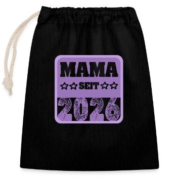 Mum 2026 - Closable cotton gift bag (25x30cm) - black - Front