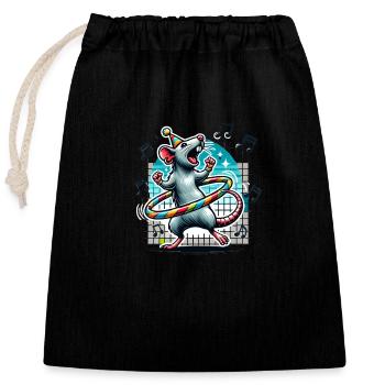 Rat chantant avec danse du cerceau - Sac cadeau en coton avec cordon (25 x 30 cm) - noir - Devant