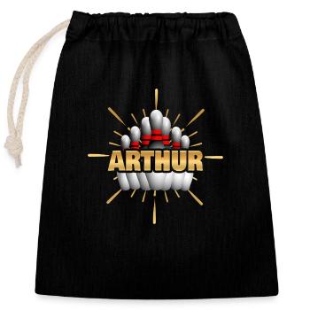 Arthur als Bowling - Verschließbarer Geschenkbeutel aus Baumwolle (25x30cm) - Schwarz - Vorne
