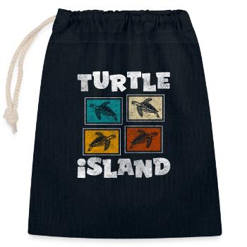 Tortues Nature - Sac cadeau en coton avec cordon (25 x 30 cm) - bleu marine - Devant