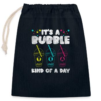 Boba Drink Syrup To-Go Drink - Closable cotton gift bag (25x30cm) - navy - Front