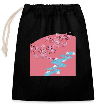 Sakura - Closable cotton gift bag (25x30cm) - black - Front