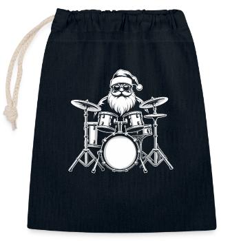Batteur de Noël - Santa’s Vintage - Sac cadeau en coton avec cordon (25 x 30 cm) - bleu marine - Devant