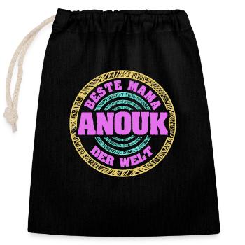 Mutter Anouk - Verschließbarer Geschenkbeutel aus Baumwolle (25x30cm) - Schwarz - Vorne