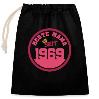 1969 - Closable cotton gift bag (25x30cm) - black - Front