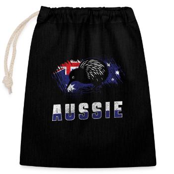 Outback Animals Holiday Country - Closable cotton gift bag (25x30cm) - black - Front