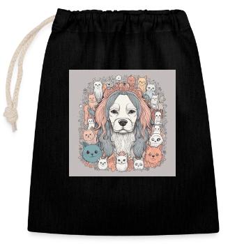 Cats and dog fan - Closable cotton gift bag (25x30cm) - black - Front