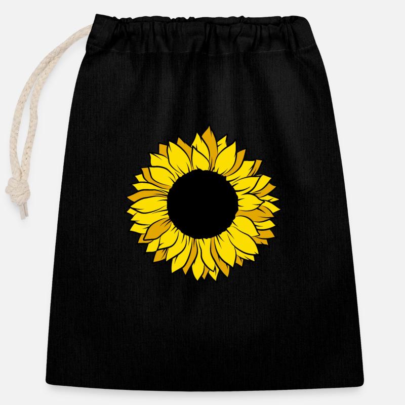 Sunflower - Closable cotton gift bag (25x30cm) - black