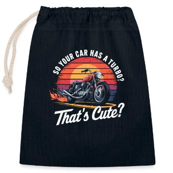 Funny motorcycle saying for racing - Closable cotton gift bag (25x30cm) - navy - Front
