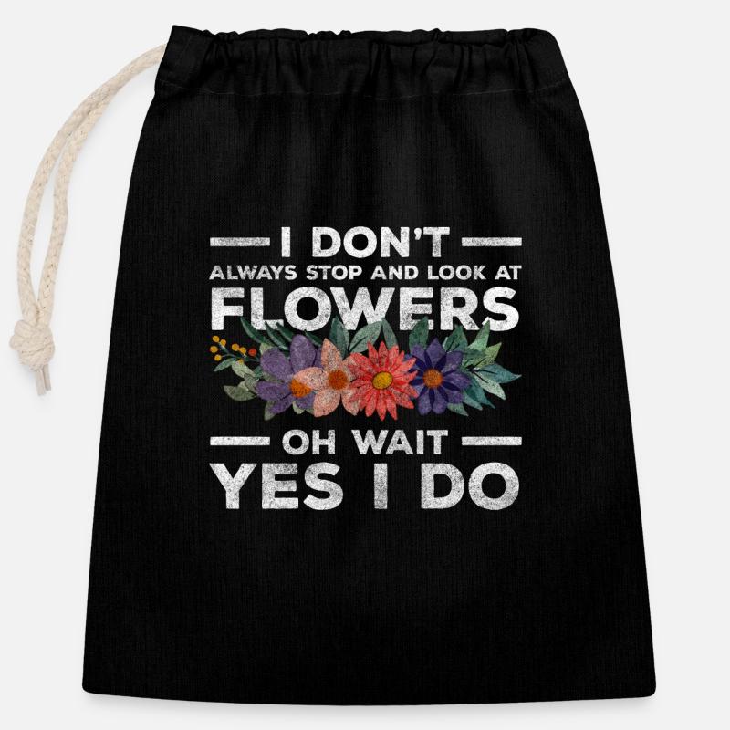 Fleurs parfum anniversaire romantique - Sac cadeau en coton avec cordon (25 x 30 cm) - noir