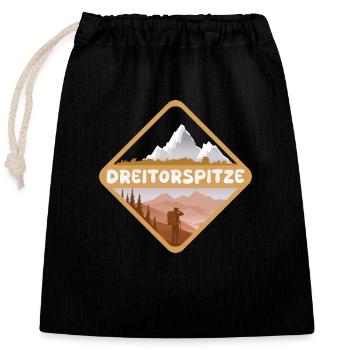 Three-goal top - Closable cotton gift bag (25x30cm) - black - Front