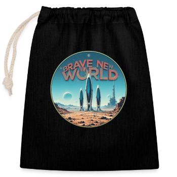 Brave New World 00345123 - Verschließbarer Geschenkbeutel aus Baumwolle (25x30cm) - Schwarz - Vorne