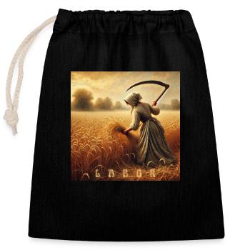 LABOR - Sac cadeau en coton avec cordon (25 x 30 cm) - noir - Devant