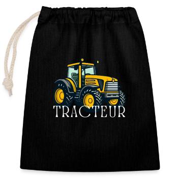 Tracteur / tracteur / tracteur - Sac cadeau en coton avec cordon (25 x 30 cm) - noir - Devant