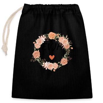 Evjf florale watercolor - assorti - Sac cadeau en coton avec cordon (25 x 30 cm) - noir - Devant