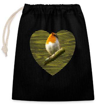 Robin Songbird - Closable cotton gift bag (25x30cm) - black - Front