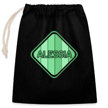 Geschenk für Alessia - Verschließbarer Geschenkbeutel aus Baumwolle (25x30cm) - Schwarz - Vorne