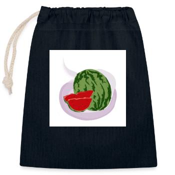 Rote Wassermelone - Verschließbarer Geschenkbeutel aus Baumwolle (25x30cm) - Navy - Vorne