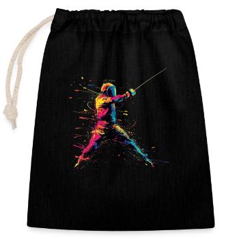 Fencing Fencer Gift - Closable cotton gift bag (25x30cm) - black - Front