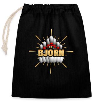 Bowling Björn - Sac cadeau en coton avec cordon (25 x 30 cm) - noir - Devant