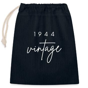 Anniversaire 1944 vintage - Sac cadeau en coton avec cordon (25 x 30 cm) - bleu marine - Devant