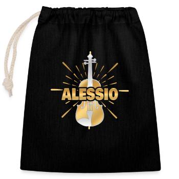 Violinist Alessio - Closable cotton gift bag (25x30cm) - black - Front
