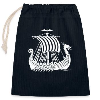 wikinger schiff - Verschließbarer Geschenkbeutel aus Baumwolle (25x30cm) - Navy - Vorne