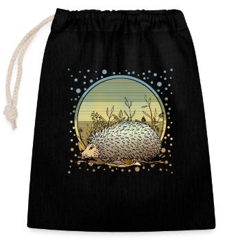Igel - Verschließbarer Geschenkbeutel aus Baumwolle (25x30cm) - Schwarz - Vorne