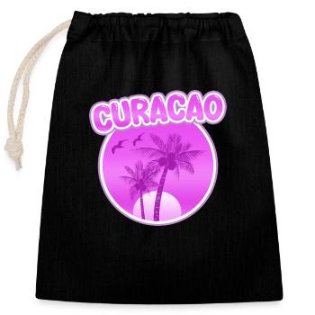 Geschenk für Curacao - Verschließbarer Geschenkbeutel aus Baumwolle (25x30cm) - Schwarz - Vorne