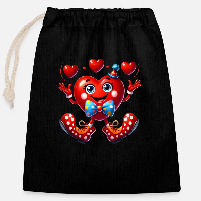 fun heart - Closable cotton gift bag (25x30cm) - black