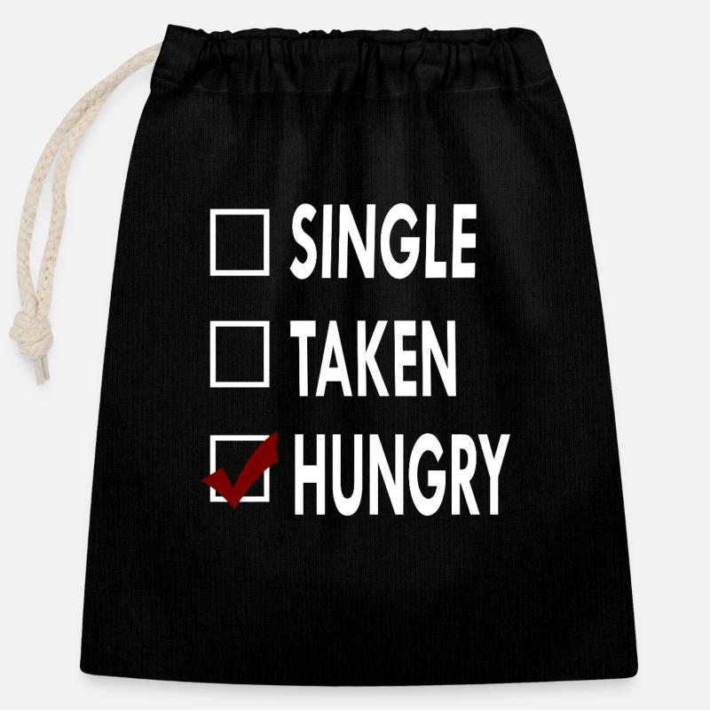 SINGLE HUNGRY - Sac cadeau en coton avec cordon (25 x 30 cm) - noir