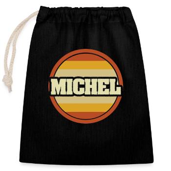 Vorname Michel - Verschließbarer Geschenkbeutel aus Baumwolle (25x30cm) - Schwarz - Vorne