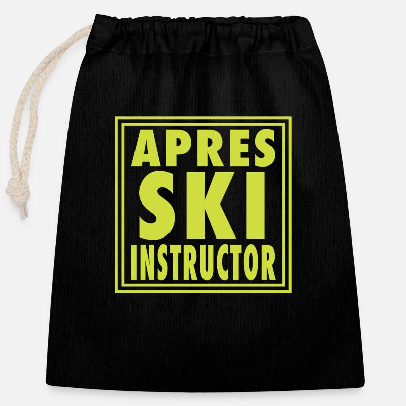Apres Ski Instructor Design - Verschließbarer Geschenkbeutel aus Baumwolle (25x30cm) - Schwarz