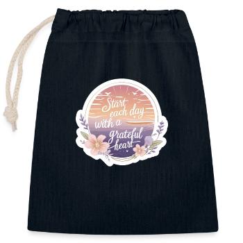 Commencez chaque journée avec un lever de soleil au cœur reconnaissant - Sac cadeau en coton avec cordon (25 x 30 cm) - bleu marine - Devant