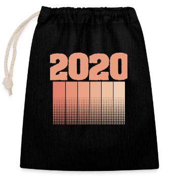 Born in 2020 - Closable cotton gift bag (25x30cm) - black - Front