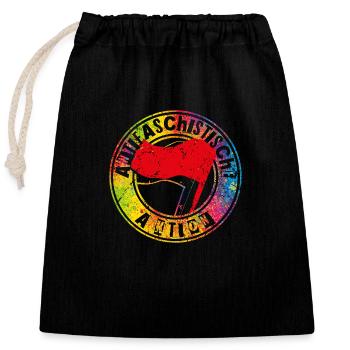 Anti-fascist action - Closable cotton gift bag (25x30cm) - black - Front