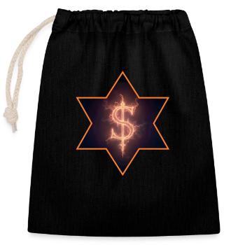 Burning dollar sign - Closable cotton gift bag (25x30cm) - black - Front