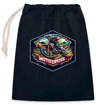 Motocross Logo - Sac cadeau en coton avec cordon (25 x 30 cm) - bleu marine - Devant
