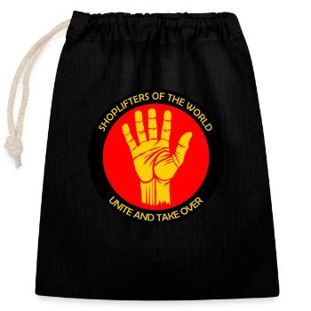 Shoplifters unite! - Closable cotton gift bag (25x30cm) - black - Front
