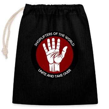 Shoplifters unite! - Closable cotton gift bag (25x30cm) - black - Front