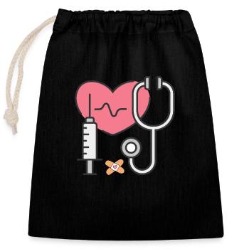 Docteur / Médecin / Hôpital / Médecine / Hopital - Sac cadeau en coton avec cordon (25 x 30 cm) - noir - Devant