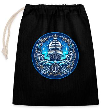 Sailing ship - Closable cotton gift bag (25x30cm) - black - Front