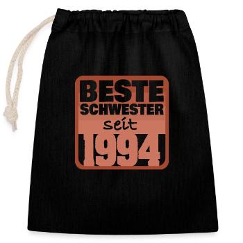1994 - Verschließbarer Geschenkbeutel aus Baumwolle (25x30cm) - Schwarz - Vorne