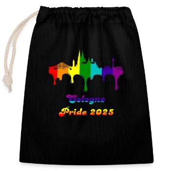 Pride 2025 Cologne - Verschließbarer Geschenkbeutel aus Baumwolle (25x30cm) - Schwarz - Vorne