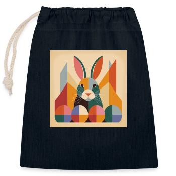 Lapin de Pâques n° 09 - Sac cadeau en coton avec cordon (25 x 30 cm) - bleu marine - Devant